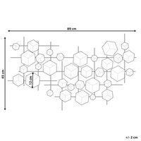 Decorazione da parete in metallo dorato 89 x 45 cm cubi geometrici camera da letto zona giorno