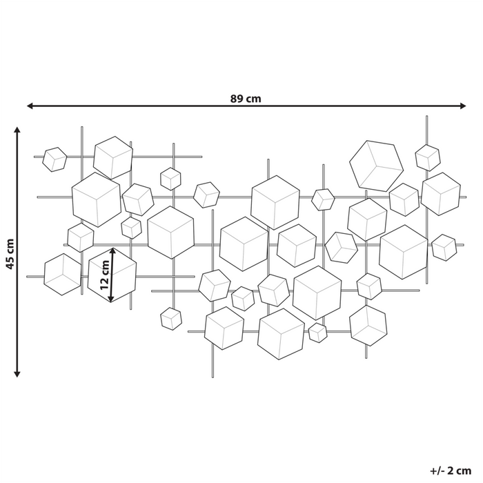 Decorazione da parete in metallo dorato 89 x 45 cm cubi geometrici camera da letto zona giorno