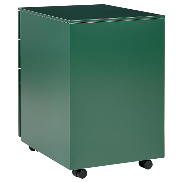 Classificatore in Metallo Verde 3 Cassetti e Ruote Chiudibile a Chiave