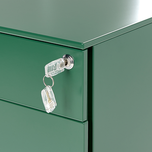 Classificatore in Metallo Verde 3 Cassetti e Ruote Chiudibile a Chiave