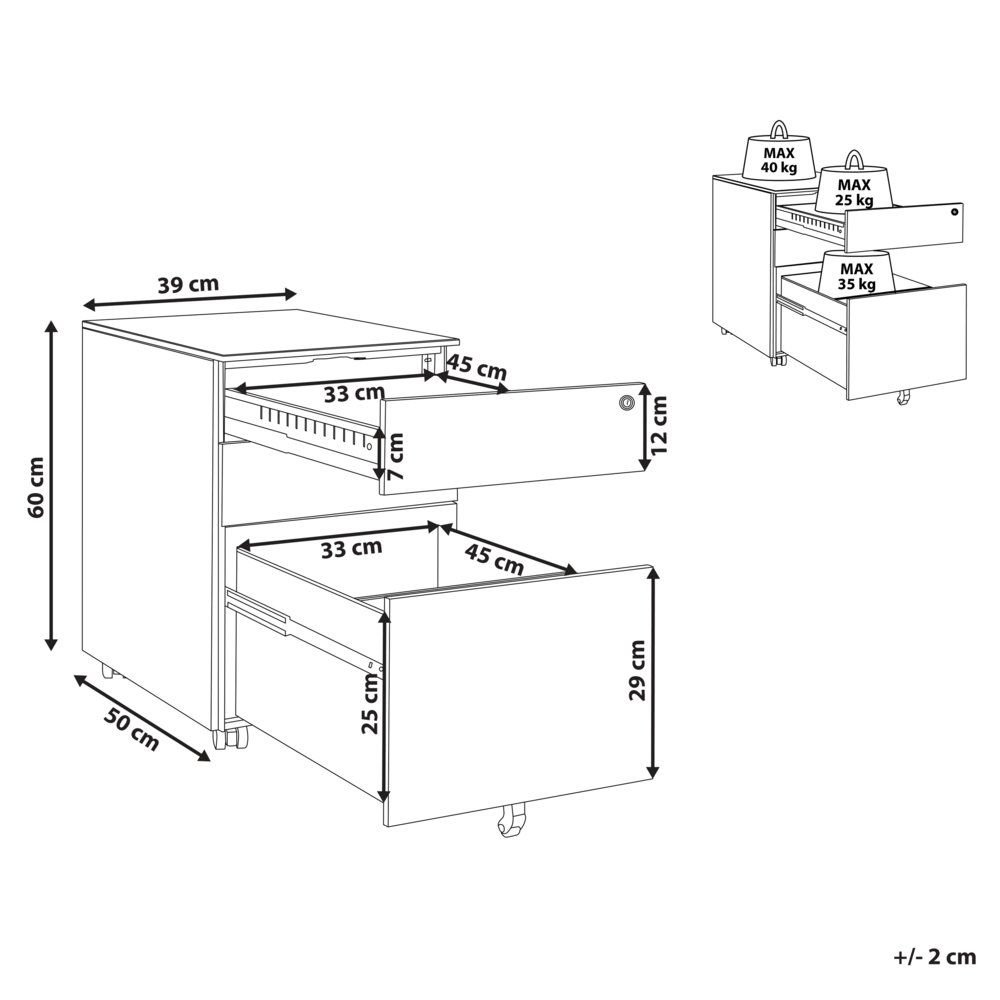 Classificatore in Metallo Verde 3 Cassetti e Ruote Chiudibile a Chiave