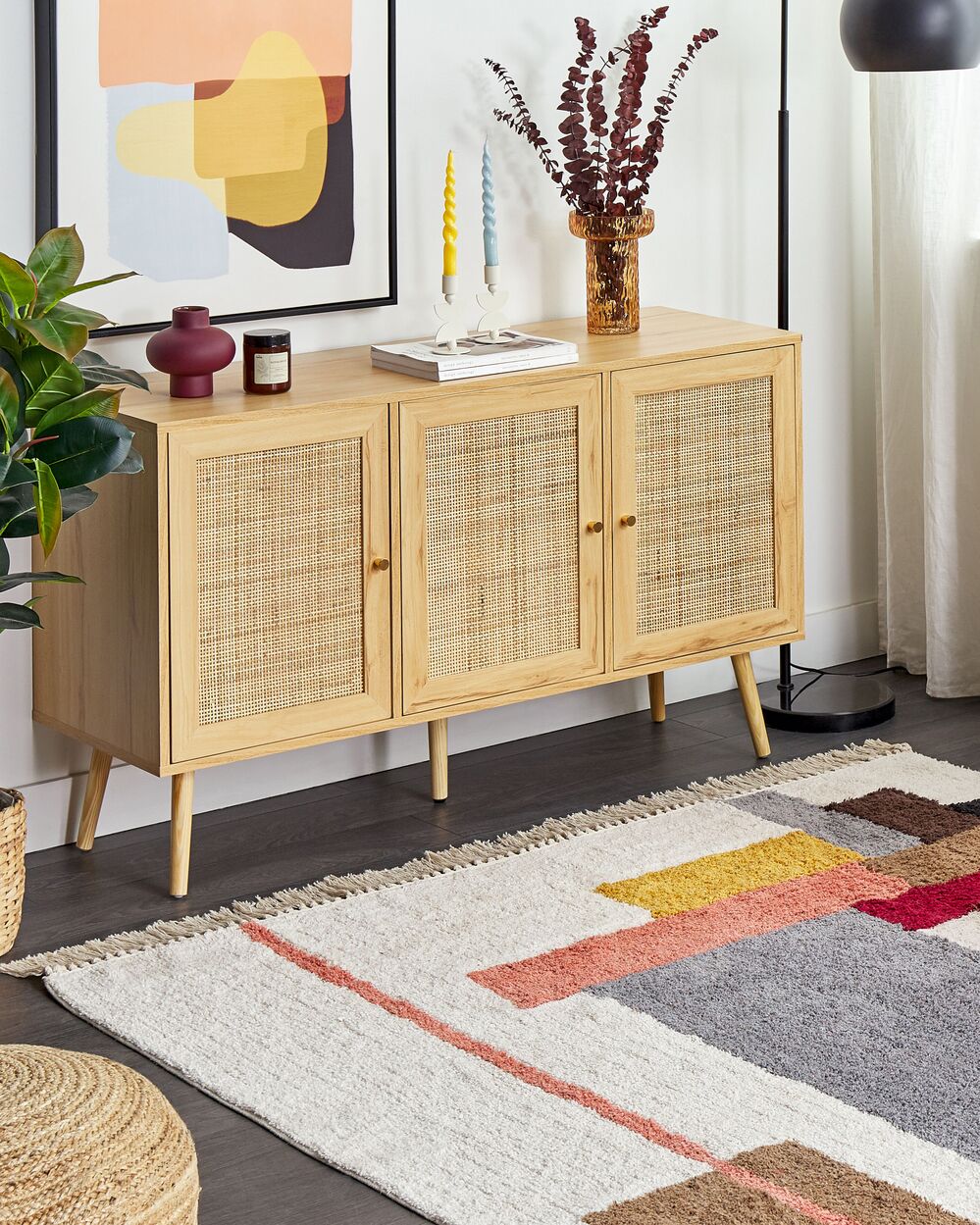 Tappeto in cotone nappe multicolore 140 x 200 cm soggiorno camera da letto