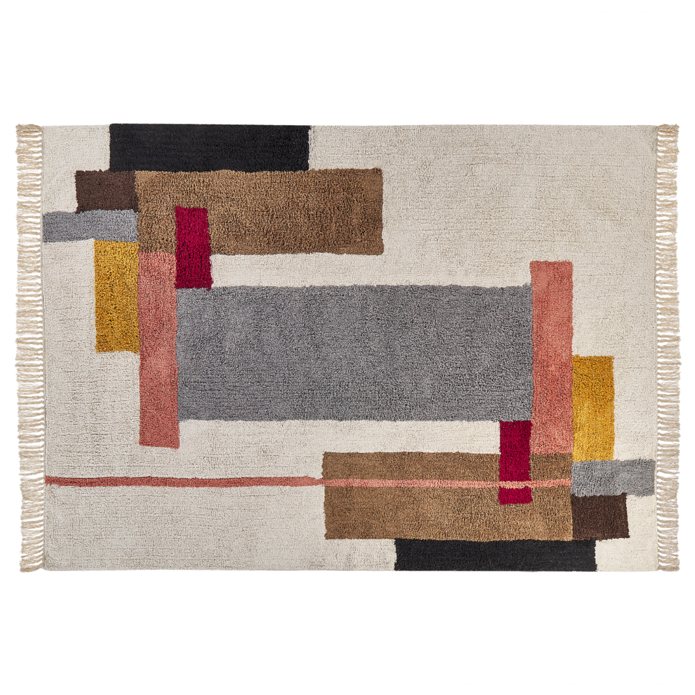 Tappeto in cotone nappe multicolore 140 x 200 cm soggiorno camera da letto