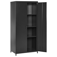 Armadio Portaoggetti Home Office Acciaio nero 2 Ante 4 Ripiani Design Industriale