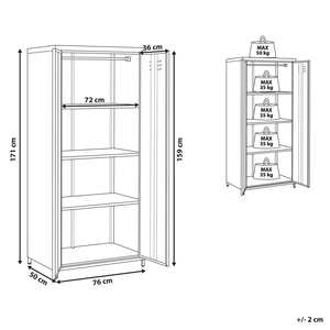 Armadio Portaoggetti Home Office Acciaio nero 2 Ante 4 Ripiani Design Industriale