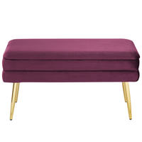Panca portaoggetti per camera da letto velluto di poliestere rosso borgogna e gambe dorate design glam mobili da soggiorno a tinta unita