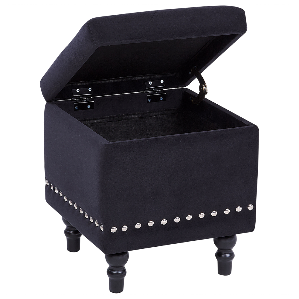 Poggiapiedi Rivestimenti in velluto nero Sedile con rivestimento a testa di chiodo trapuntato