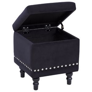 Poggiapiedi Rivestimenti in velluto nero Sedile con rivestimento a testa di chiodo trapuntato