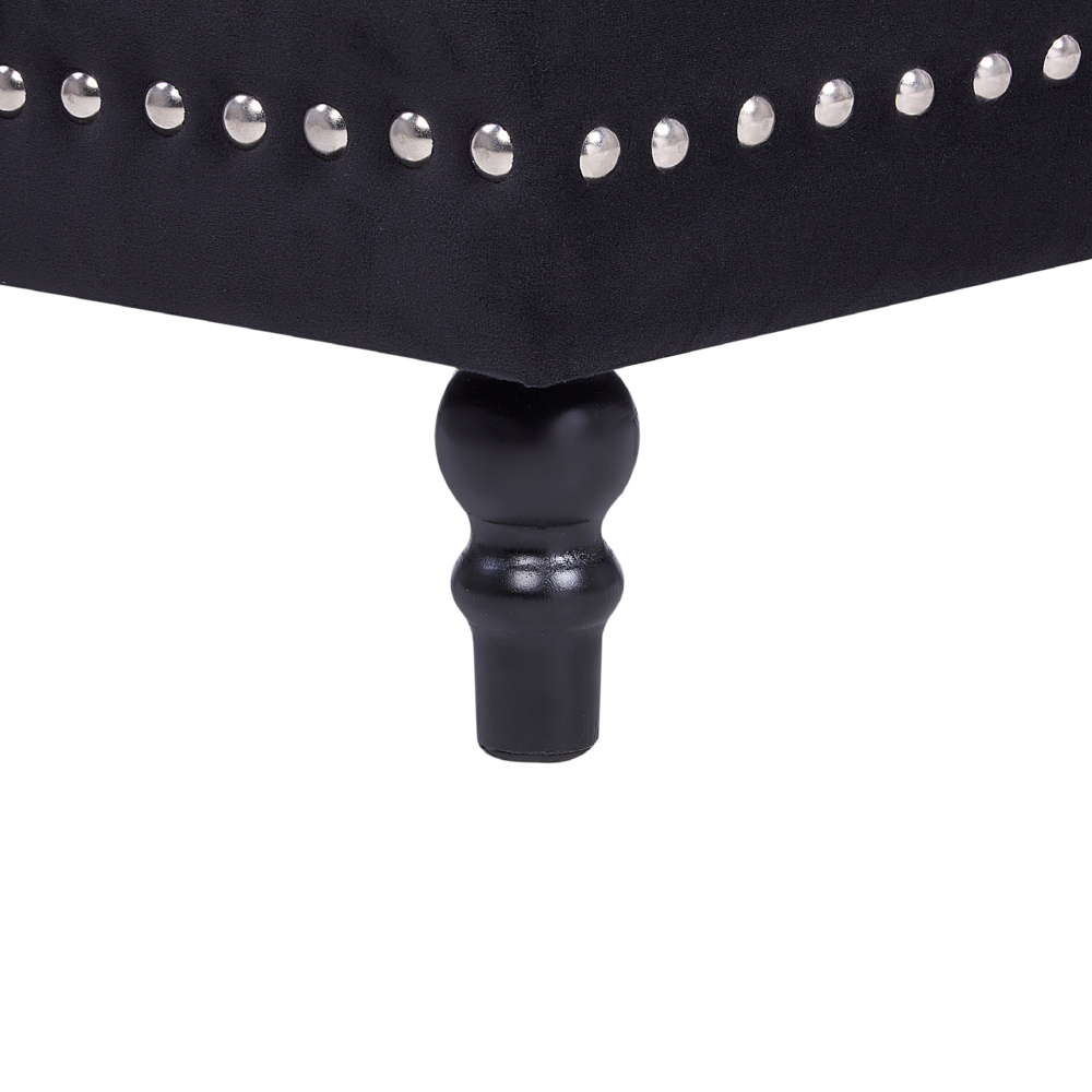 Poggiapiedi Rivestimenti in velluto nero Sedile con rivestimento a testa di chiodo trapuntato