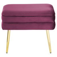 Pouf contenitore rivestimento in velluto di poliestere fucsia Gambe metallo dorato poggiapiedi per soggiorno dal design glam
