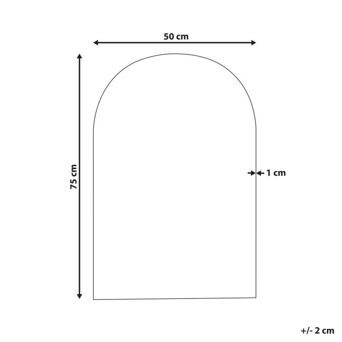 Specchio da parete a forma di arco senza cornice argento 70 x 75 cm camera da letto bagno soggiorno