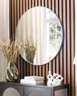 Specchio da parete rotondo senza cornice argento 80 x 80 cm bagno soggiorno camera da letto