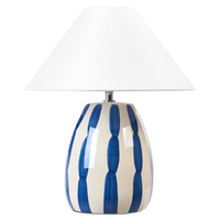 Lampada da tavolo in ceramica beige e blu paralume bianco 41 cm camera da letto soggiorno