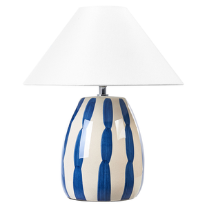 Lampada da tavolo in ceramica beige e blu paralume bianco 41 cm camera da letto soggiorno