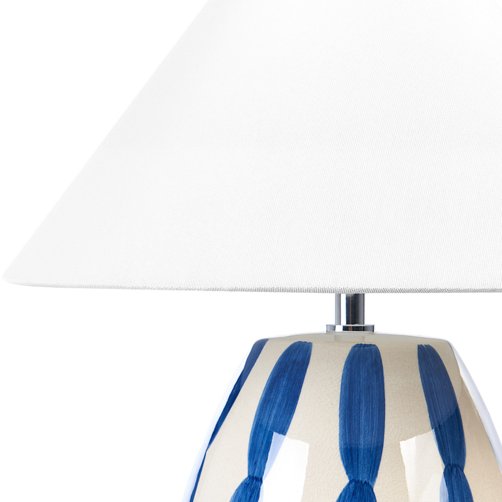 Lampada da tavolo in ceramica beige e blu paralume bianco 41 cm camera da letto soggiorno