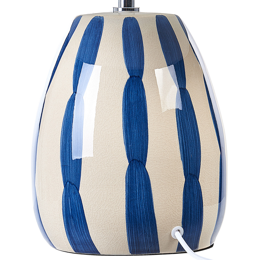 Lampada da tavolo in ceramica beige e blu paralume bianco 41 cm camera da letto soggiorno