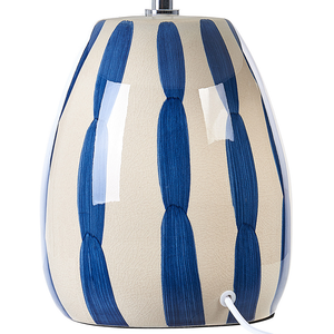 Lampada da tavolo in ceramica beige e blu paralume bianco 41 cm camera da letto soggiorno