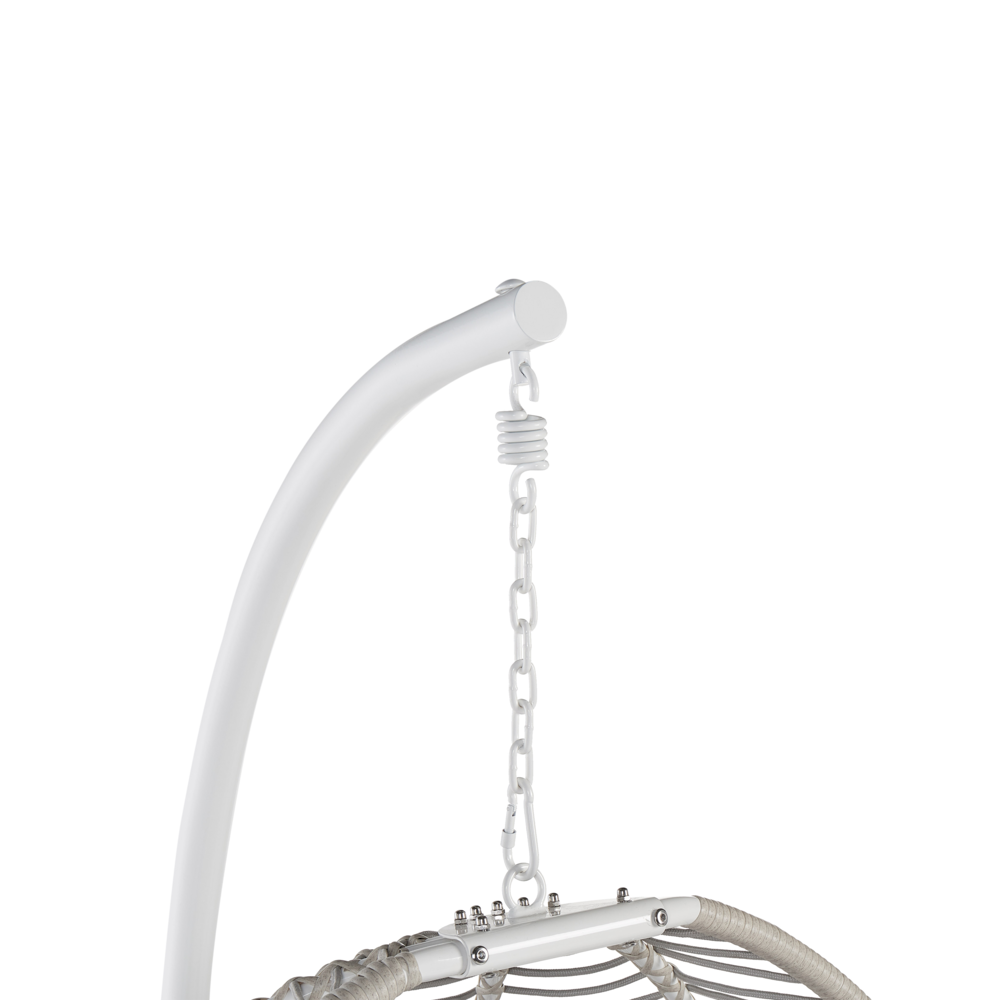 Sedia sospesa con piedistallo bianco e grigio metallo soggiorno esterno cuscino stile retro boho