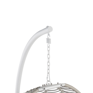 Sedia sospesa con piedistallo bianco e grigio metallo soggiorno esterno cuscino stile retro boho