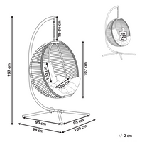 Sedia sospesa con piedistallo bianco e grigio metallo soggiorno esterno cuscino stile retro boho