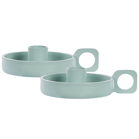 Set di 2 portacandele metallo verde menta in stile retrò tradizionale decorazione candeliere