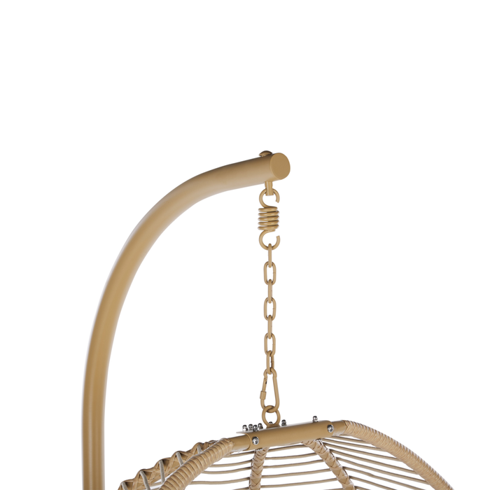 Sedia sospesa con piedistallo beige bianco metallo soggiorno esterno cuscino stile retro boho