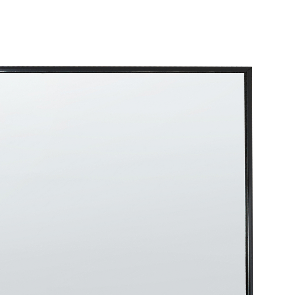 Specchio da terra con cornice in alluminio nero 170 x 57 cm con supporto dal design moderno incorniciato a tutta lunghezza