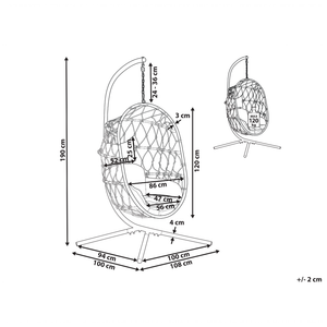 Sedia appesa bianca con supporto e morbido cuscino boho scandinavo