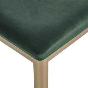 Toeletta in legno MDF e poliestere verde e dorata con sgabello e specchio LED camera da letto soggiorno