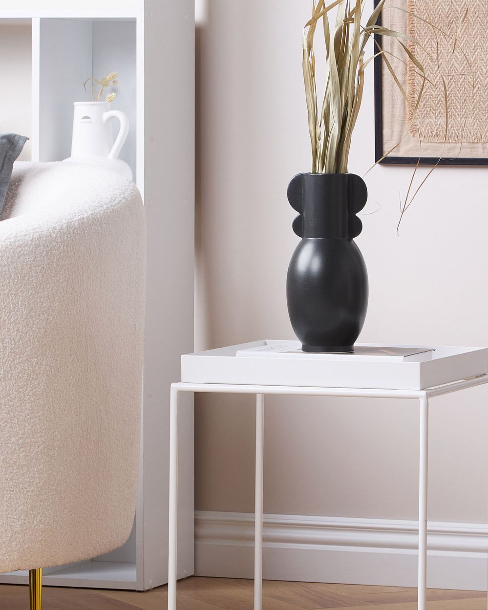 Vaso per fiori da tavolo in porcellana decorativa moderna scultura nero