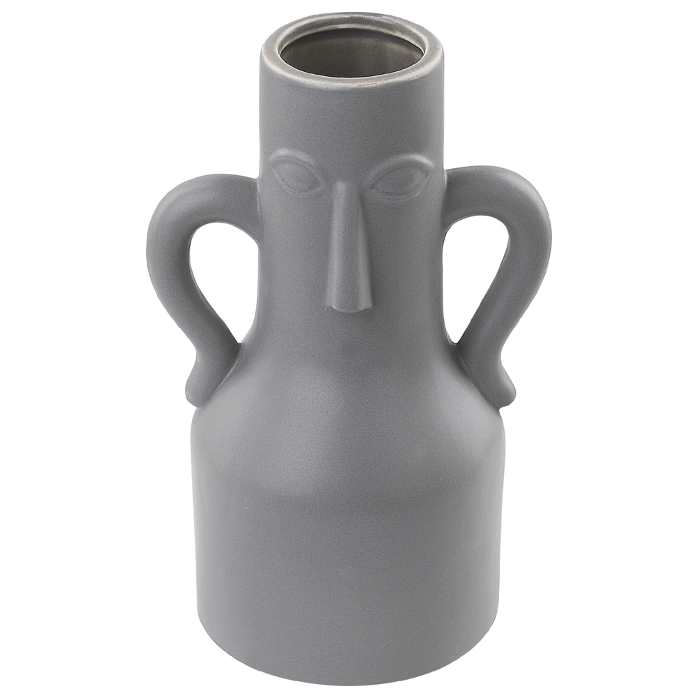 Vaso per fiori in porcellana grigio con motivo viso accessorio decorativo per la casa