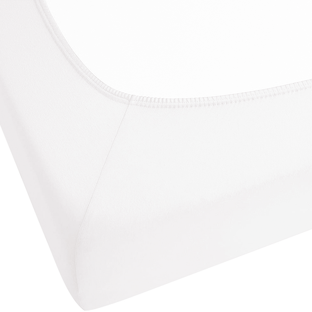 Lenzuolo con angoli cotone bianco 200 x 200 cm con bordi elastici modello classico a tinta unita camera da letto classica