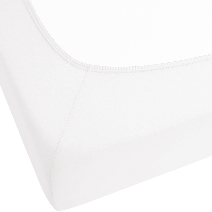 Lenzuolo con angoli cotone bianco 140 x 200 cm con bordi elastici modello classico a tinta unita camera da letto classica