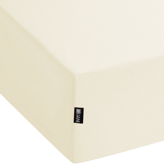 Lenzuolo con angoli cotone beige 180 x 200 cm con bordi elastici modello classico a tinta unita camera da letto classica