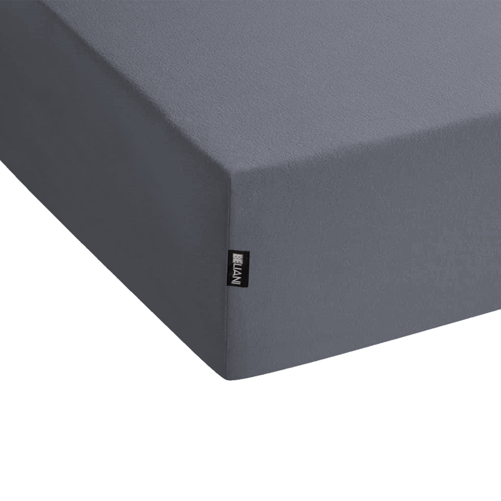 Lenzuolo con angoli cotone grigio scuro 180 x 200 cm con bordi elastici modello classico a tinta unita camera da letto classica