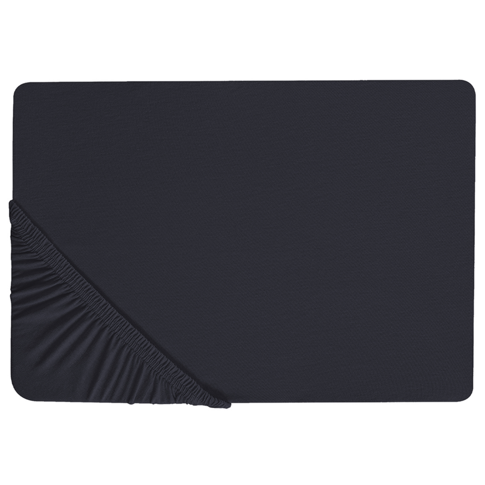 Lenzuolo con angoli cotone nero 160 x 200 cm con bordi elastici modello classico a tinta unita camera da letto classica
