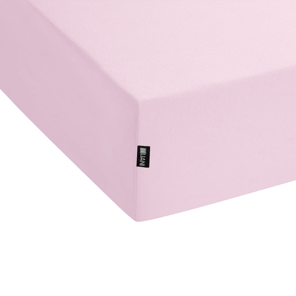 Lenzuolo con angoli cotone rosa pastello 90 x 200 cm con bordi elastici modello classico a tinta unita camera da letto classica