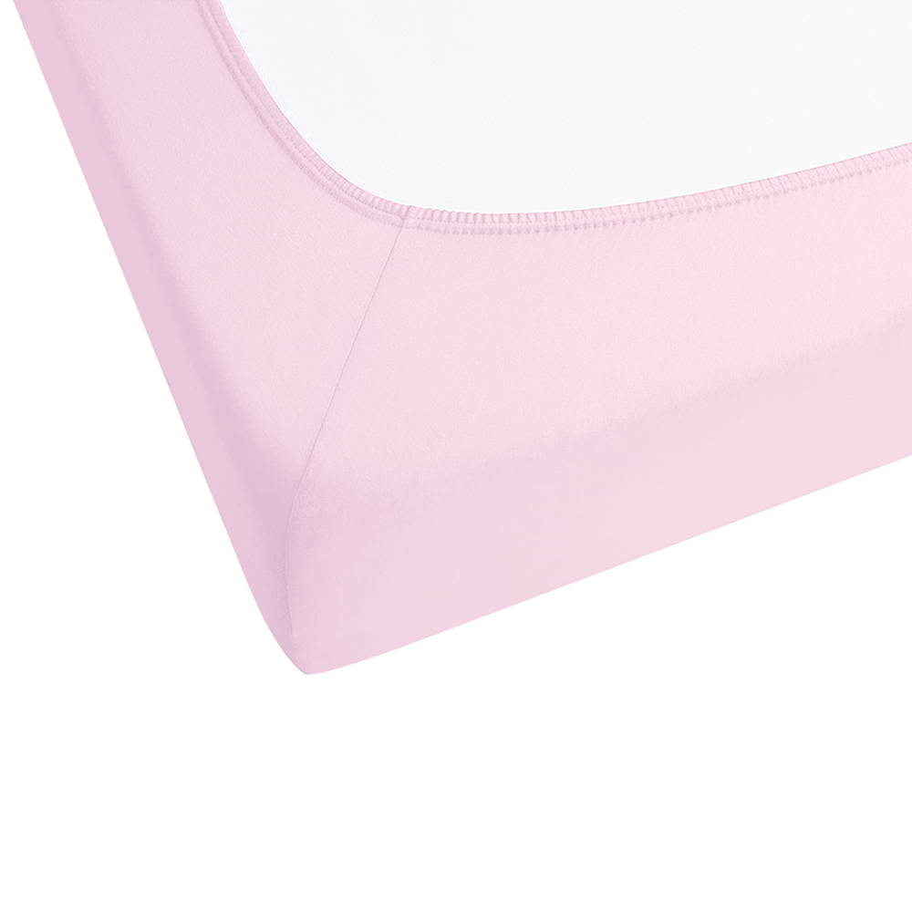 Lenzuolo con angoli cotone rosa pastello 90 x 200 cm con bordi elastici modello classico a tinta unita camera da letto classica