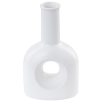 Vaso decorativo per fiori in porcellana con foro 22 cm bianco