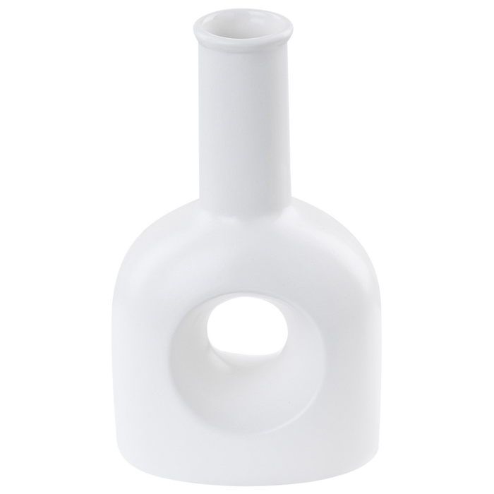 Vaso decorativo per fiori in porcellana con foro 22 cm bianco