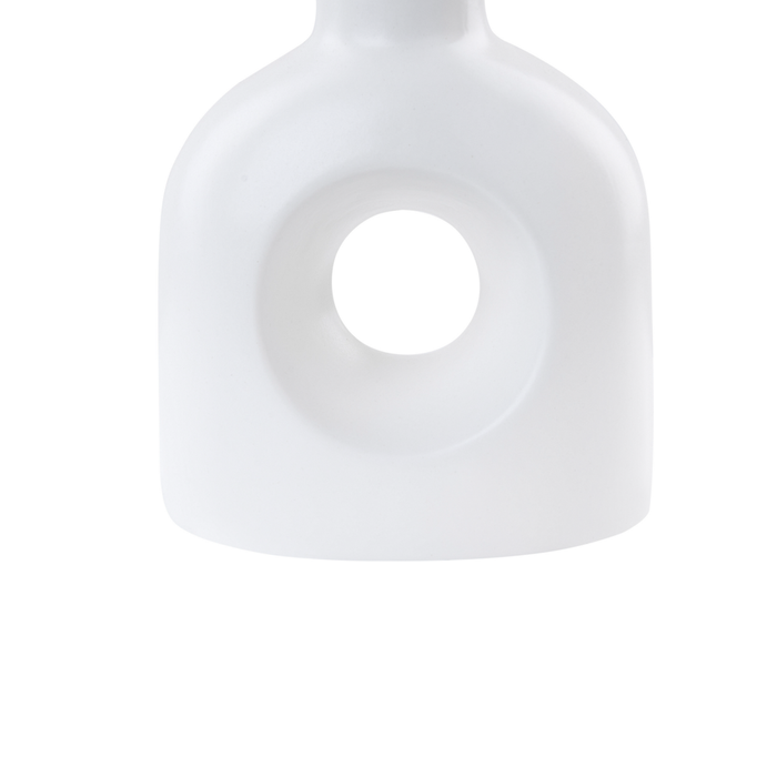 Vaso decorativo per fiori in porcellana con foro 22 cm bianco