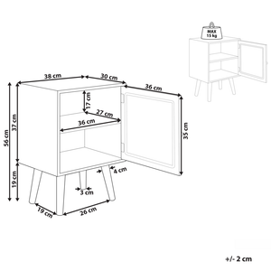 Comodino impiallacciato MDF Paulownia chiaro con cassetto frontale in rattan Comodino in stile Boho