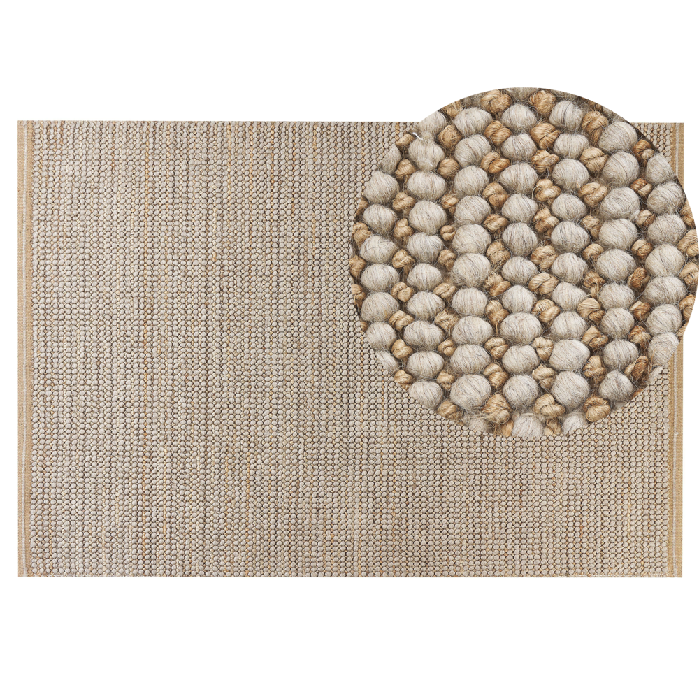 Tappeto moderno in lana intrecciata a mano 140 x 200 cm beige salotto camera da letto accessorio