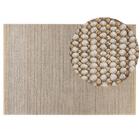 Tappeto moderno in lana intrecciata a mano 140 x 200 cm beige salotto camera da letto accessorio