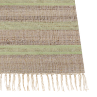 Tappeto in iuta beige e verde chiaro con motivo a righe e nappe 160 x 230 cm soggiorno camera da letto stile boho