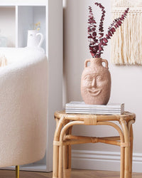 Vaso in porcellana beige sabbia 26 cm motivo tradizionale faccina sorridente fatto a mano