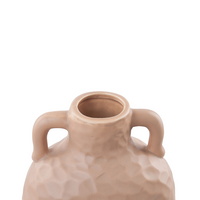 Vaso in porcellana beige sabbia 26 cm motivo tradizionale faccina sorridente fatto a mano