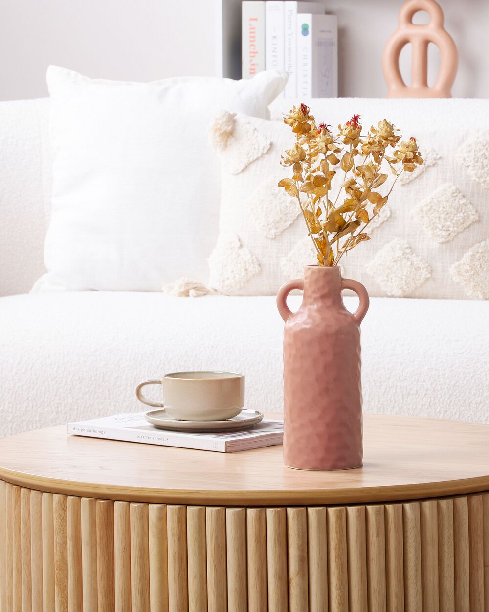 Vaso in porcellana rosa pastello 24 cm fatto a mano tradizionale