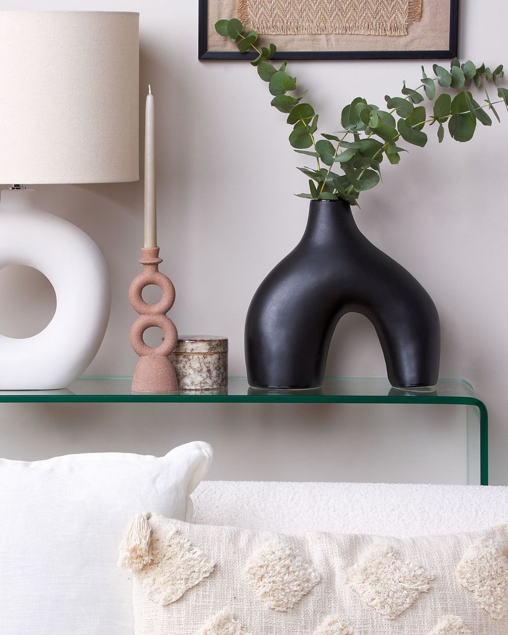 Vaso in porcellana nera 30 cm accessorio moderno fatto a mano