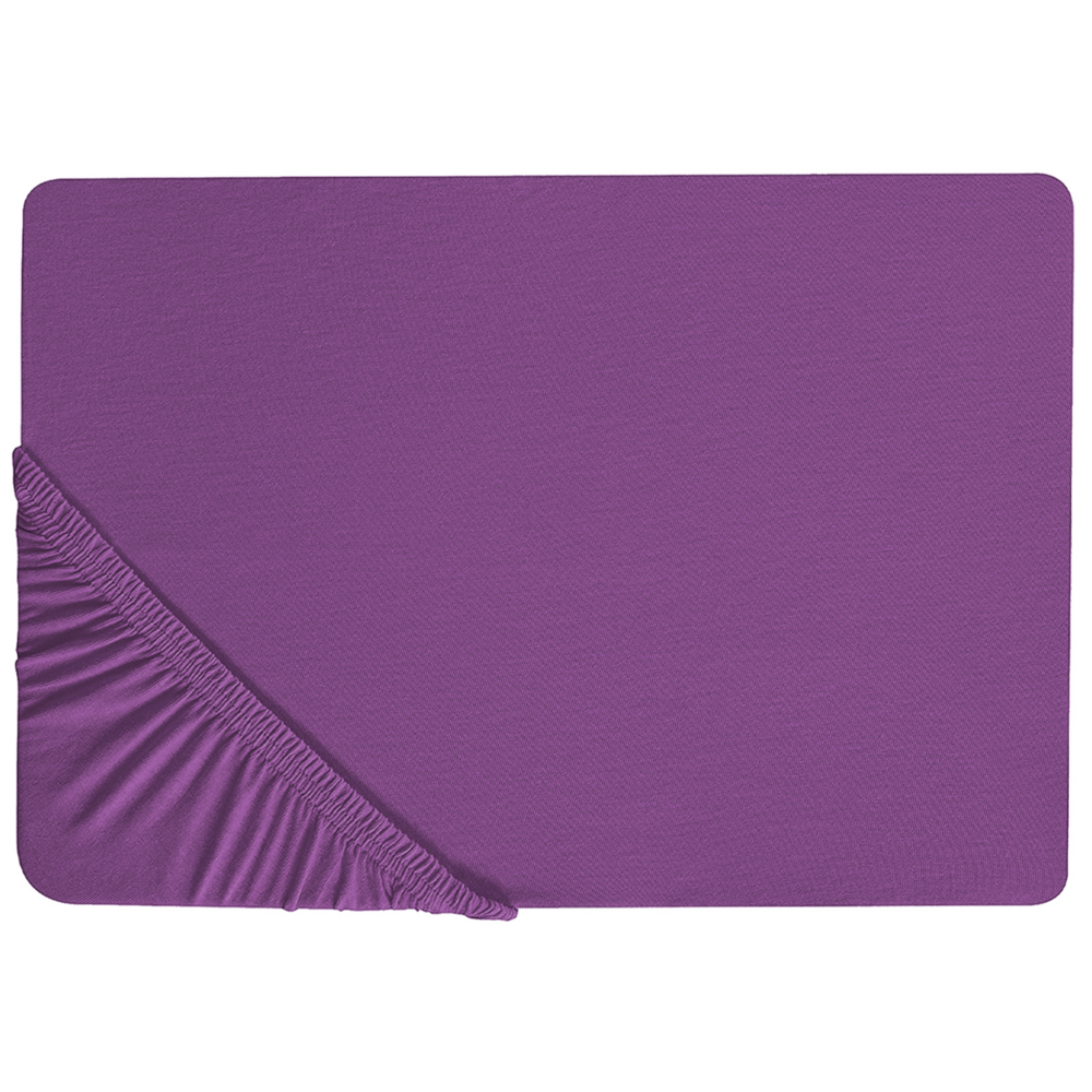 Lenzuolo con angoli cotone viola 200 x 200 cm con bordi elastici modello classico a tinta unita camera da letto classica